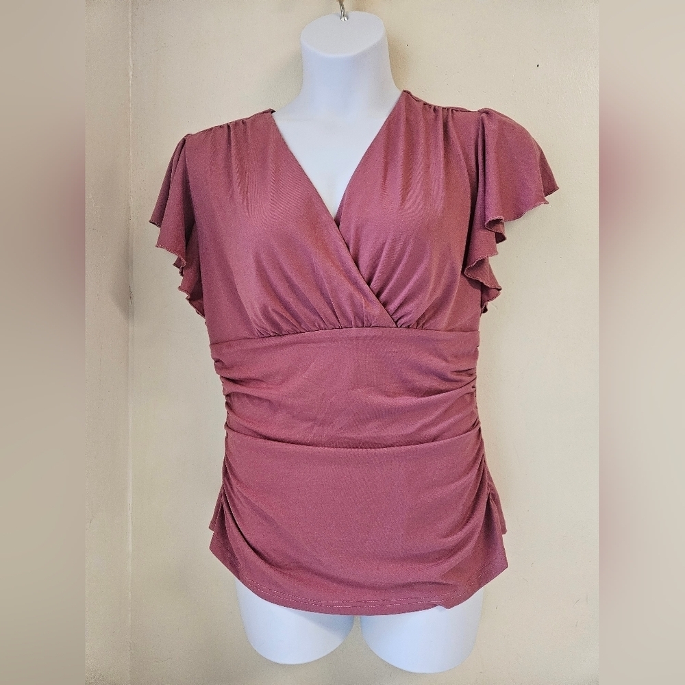 Grace Karin-Top Women's L Light Burgundy Elegant Wrap Top , Strech